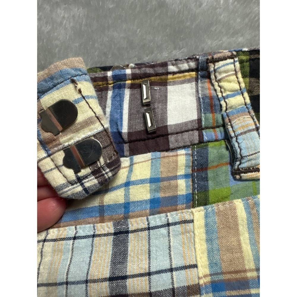 Larry Levine Patchwork Madras Shorts Mens 34 Multi Color Excellent Plaid Cotton - Picture 3 of 6